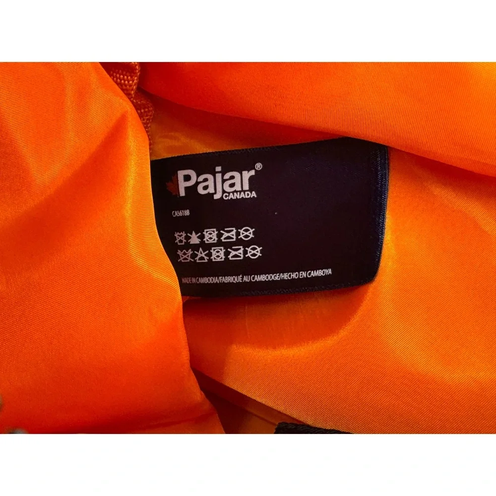 Pajar Canada Black Quilted‎ Puffer Duffel Bag Orange Lining Travel Gym CA56188